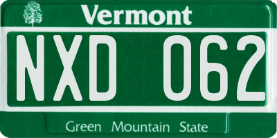 VT license plate NXD062