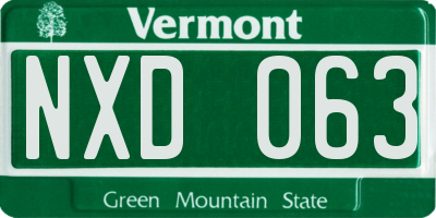 VT license plate NXD063