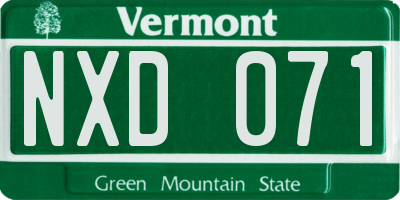 VT license plate NXD071