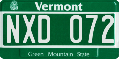 VT license plate NXD072