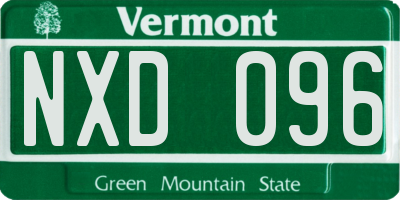 VT license plate NXD096