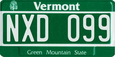 VT license plate NXD099