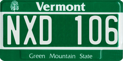 VT license plate NXD106