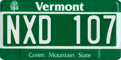 VT license plate NXD107