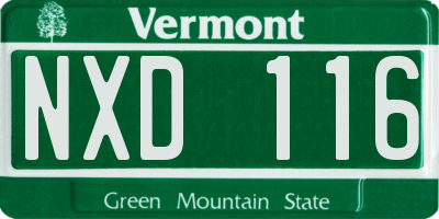 VT license plate NXD116
