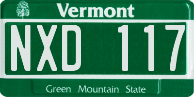 VT license plate NXD117
