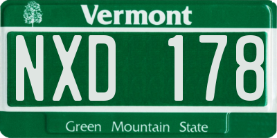 VT license plate NXD178
