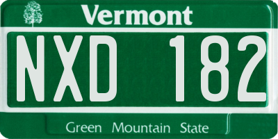 VT license plate NXD182
