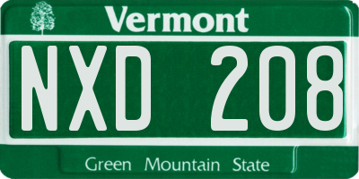 VT license plate NXD208
