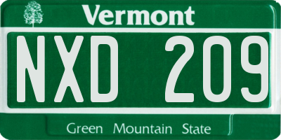 VT license plate NXD209