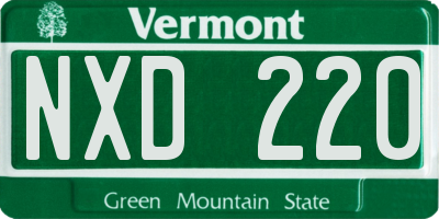 VT license plate NXD220