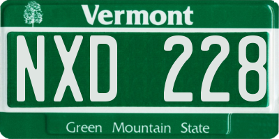 VT license plate NXD228