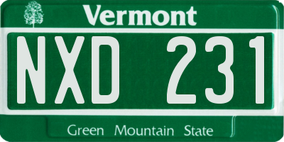 VT license plate NXD231