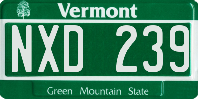 VT license plate NXD239