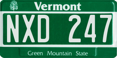 VT license plate NXD247
