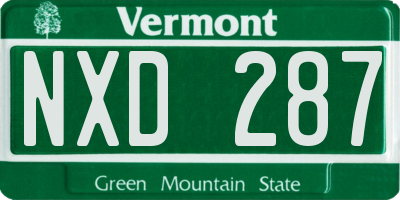 VT license plate NXD287