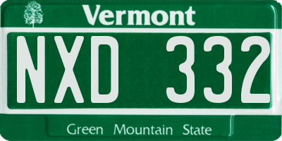 VT license plate NXD332