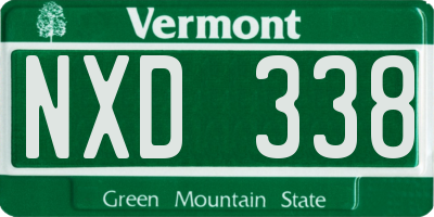 VT license plate NXD338