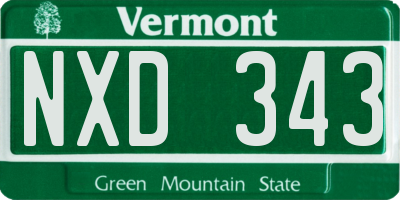 VT license plate NXD343