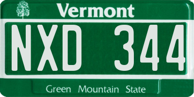 VT license plate NXD344