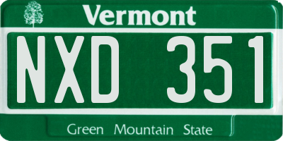 VT license plate NXD351