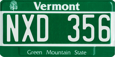 VT license plate NXD356