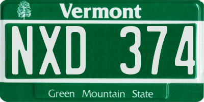 VT license plate NXD374