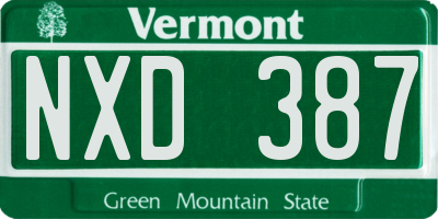 VT license plate NXD387