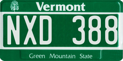 VT license plate NXD388
