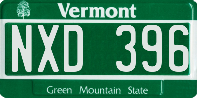 VT license plate NXD396