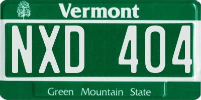 VT license plate NXD404