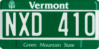 VT license plate NXD410
