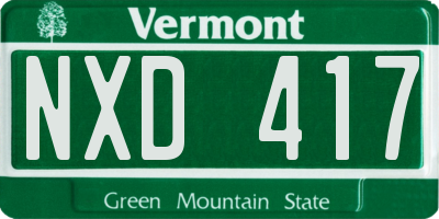 VT license plate NXD417