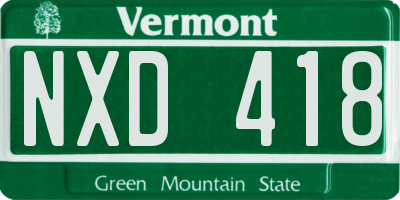 VT license plate NXD418