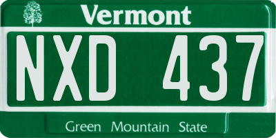 VT license plate NXD437