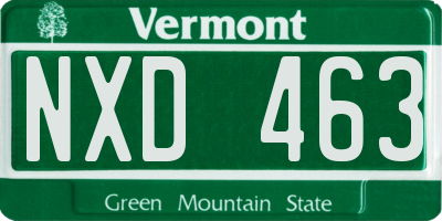 VT license plate NXD463