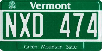 VT license plate NXD474