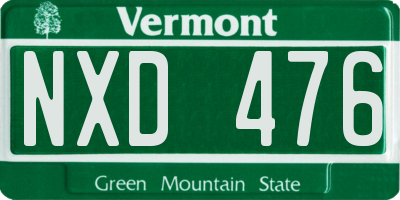 VT license plate NXD476