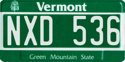 VT license plate NXD536