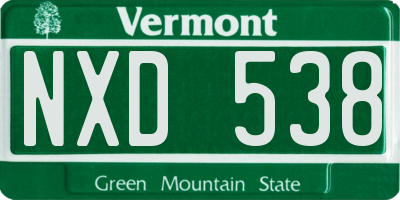 VT license plate NXD538