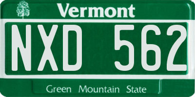 VT license plate NXD562