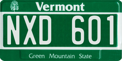 VT license plate NXD601