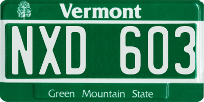 VT license plate NXD603