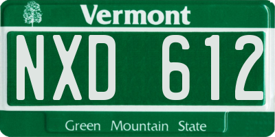 VT license plate NXD612