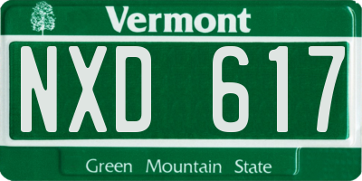 VT license plate NXD617