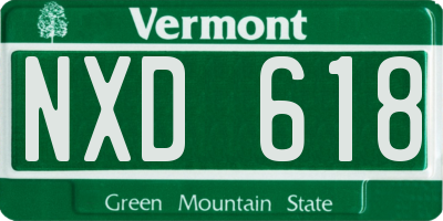 VT license plate NXD618