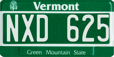 VT license plate NXD625