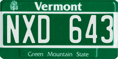 VT license plate NXD643