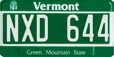 VT license plate NXD644