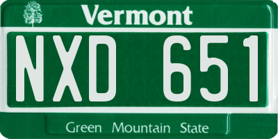 VT license plate NXD651